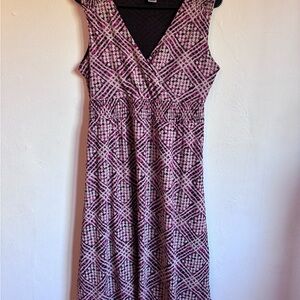 Nine & Co. Maxi Dress with Pink and Black Geometric Design